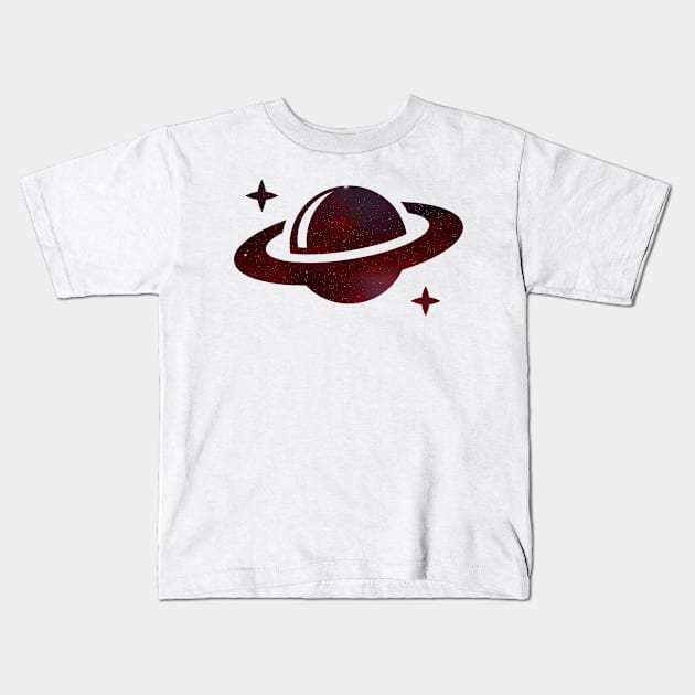 Red Galaxy Saturn Kids T-Shirt by nunachan